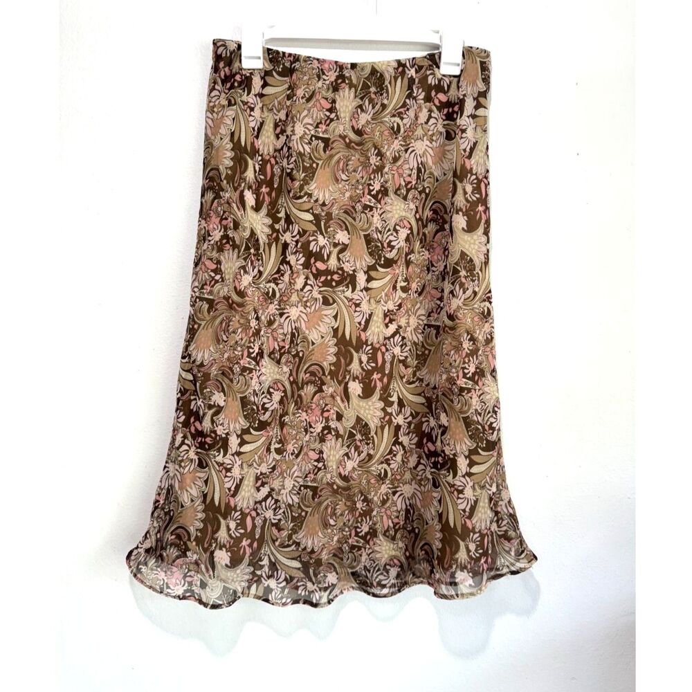 Cato pull on skirt Y2K brown pink floral fairy grunge timeless casual women L